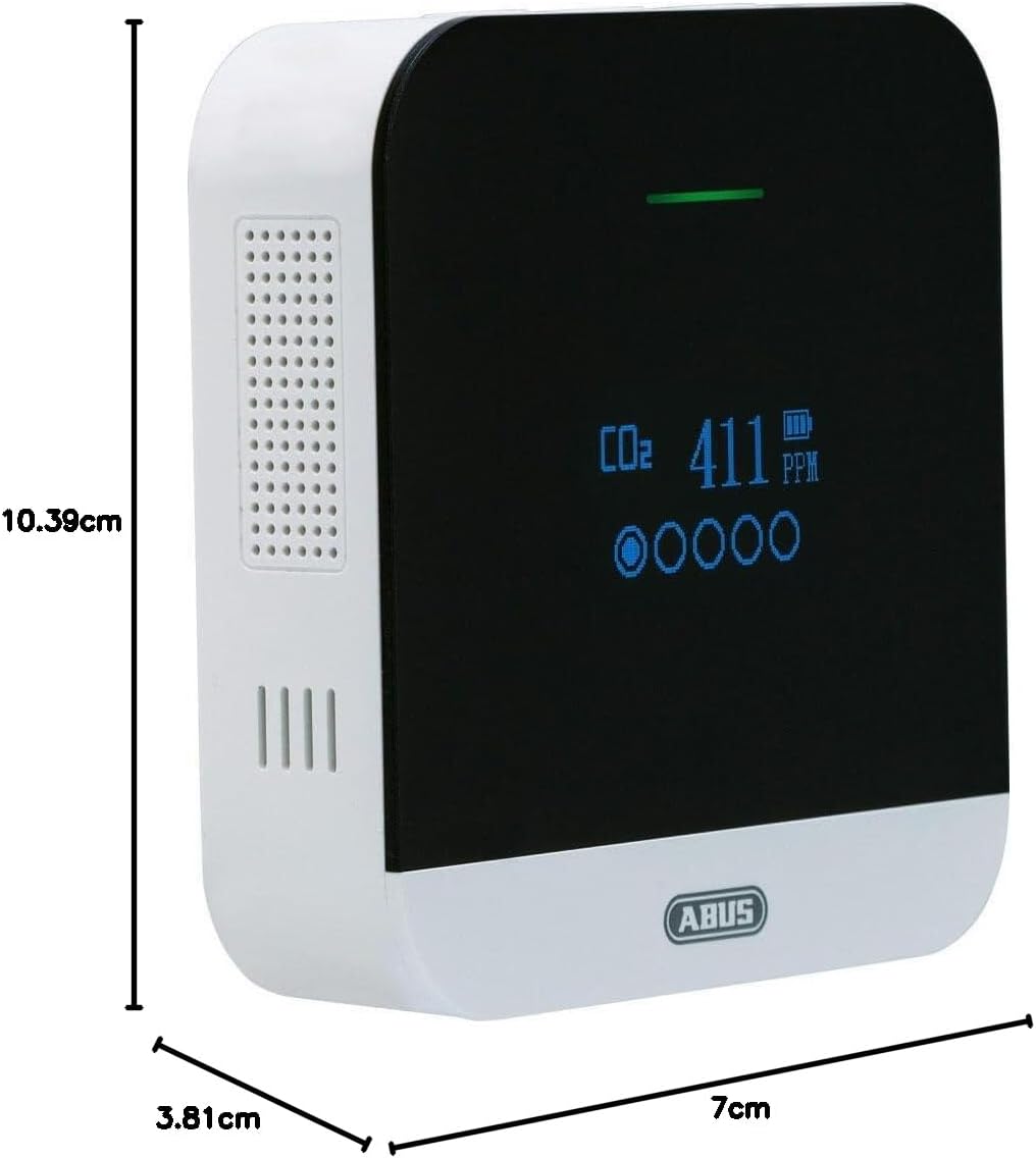 ABUS CO2-Melder – CO2WM110 AirSecure – Messgerät für Luftqualität, Luftfeuchtigkeit und Temperatur im Raum – mit Alarm und CO2-Ampel – 10-Jahres-Sensor – Bild 5