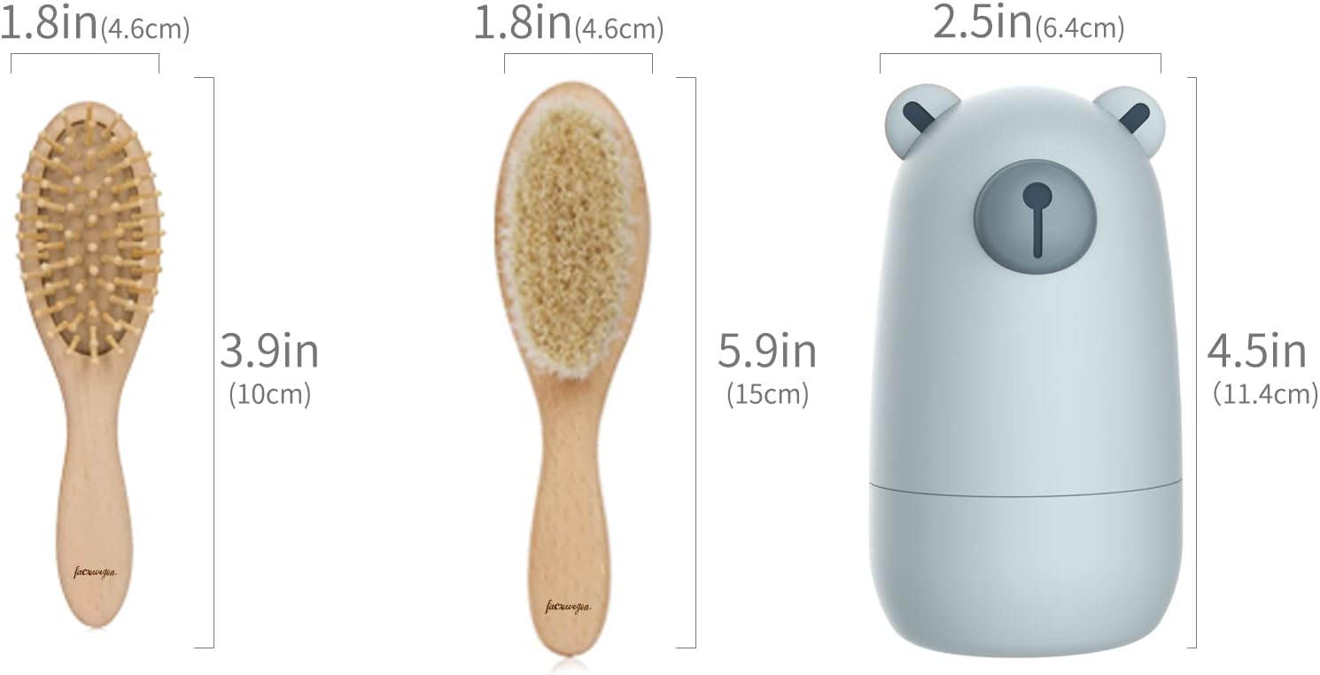Baby 6-in-1-Pflegeset, Haarbürste und Kamm aus Naturholz, Nagelschere, Nagelfeile und Pinzette für Kinder und Neugeborene in süßer Geschenkverpackung – Bild 5