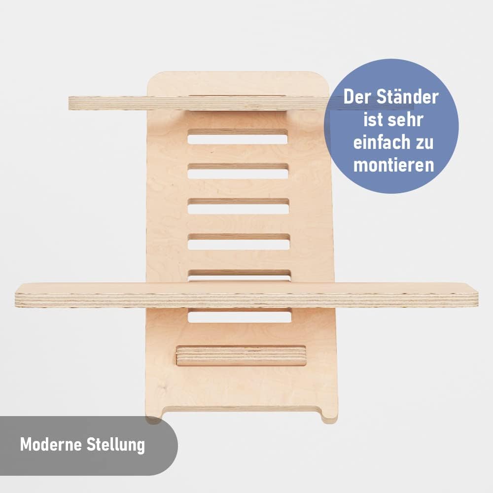 Stehpultaufsatz, Stehpulte, Holz, Laptopständer, Ständer, Stehtisch, Rednerpult, Schreibtischaufsatz, höhenverstellbar, Made in EU (Natur) – Bild 4
