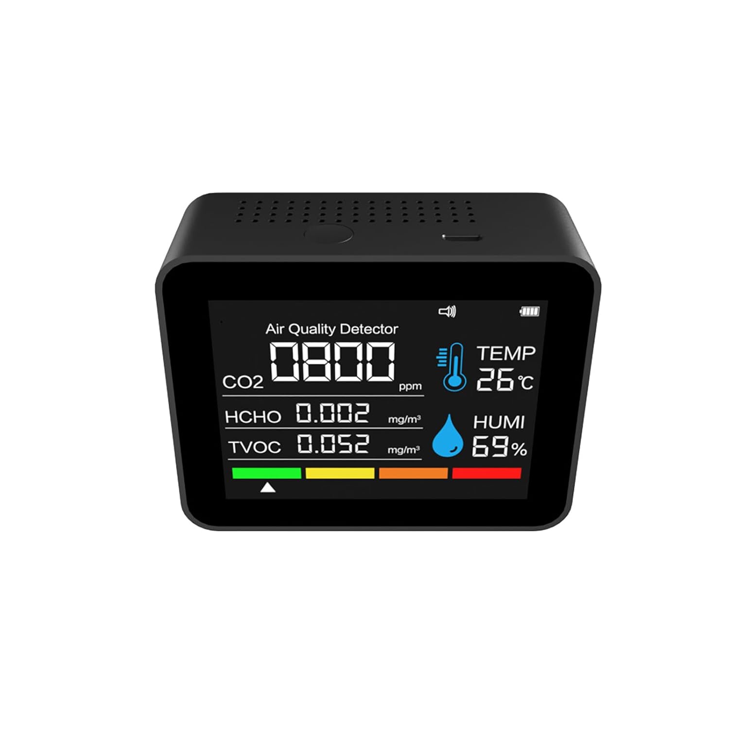 Fabater Luftqualitätsmonitor, Schimmeltest-Set für Zuhause, Innenbereich, CO2, HCHO, TVOC, PM2,5, PM10-Detektor mit Farbbildschirm für Büro, Schule, Hotel (#1) – Bild 7