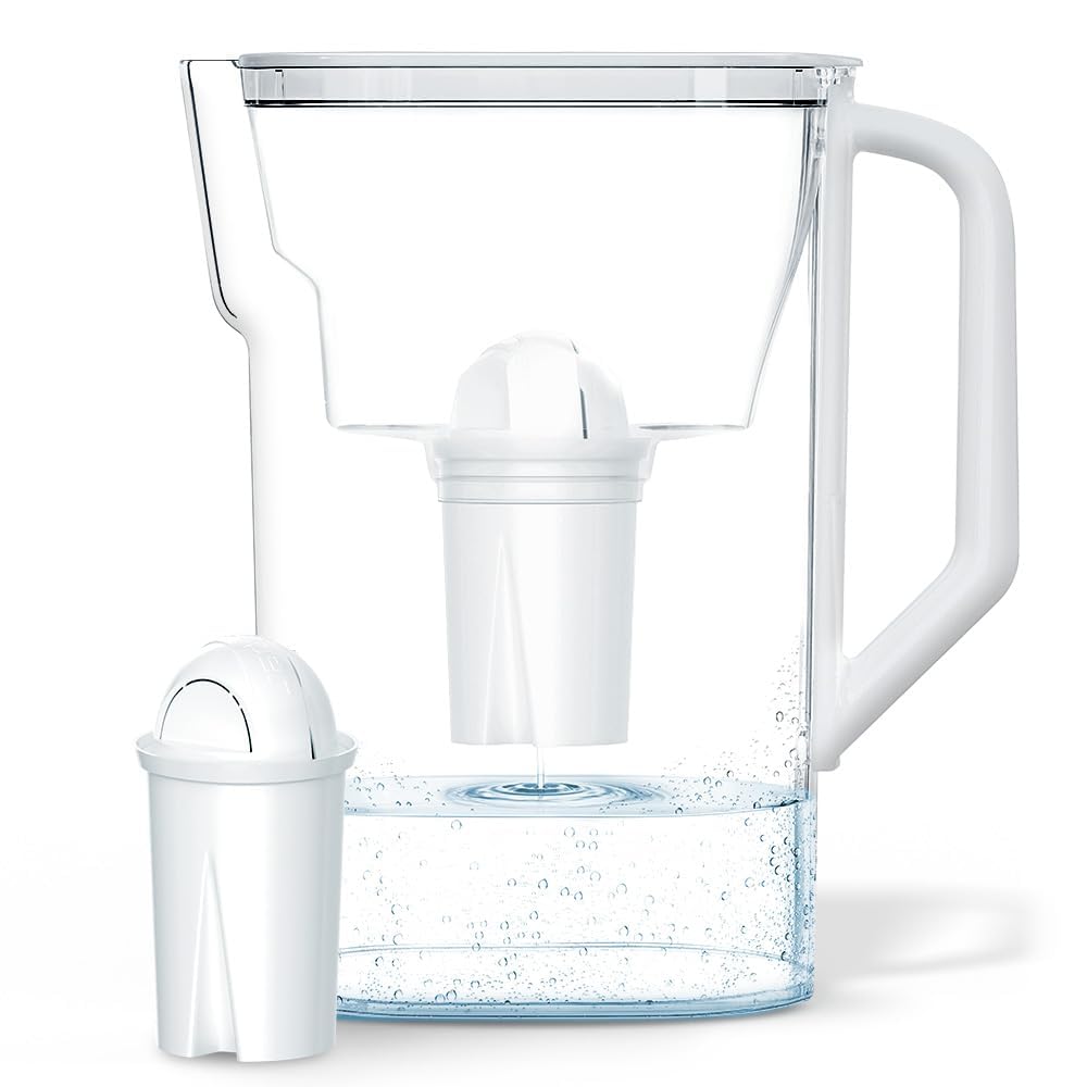 Wessper Wasserfilterkanne 2,7 L kompatibel mit Brita Classic für Kühlschranktür, Wasserfiltersystem zur Reduzierung von Kalk, Chlor, Wasserfilterkanne + Wasserfilter Aquaclassic, weiß