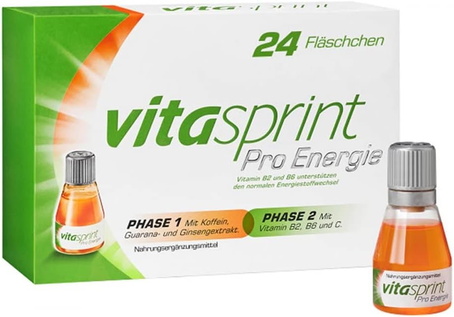 Vitasprint Pro Energy Trinkflasche – natürliches Nahrungsergänzungsmittel für verbesserte Konzentration* – 1 x 24 Trinkampullen