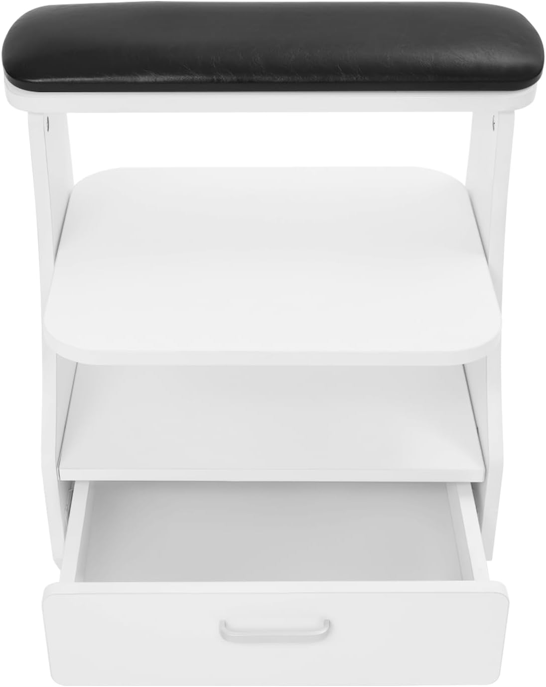 Fußstütze, Pediküre mit Rollen, Fußbadehocker, PU-Leder, verbreiternder Fußhocker, Ständer mit Schubladen, Fußstütze für Nagelstudio, Schönheitssalon, Heimfußpflege (schwarz) – Bild 8