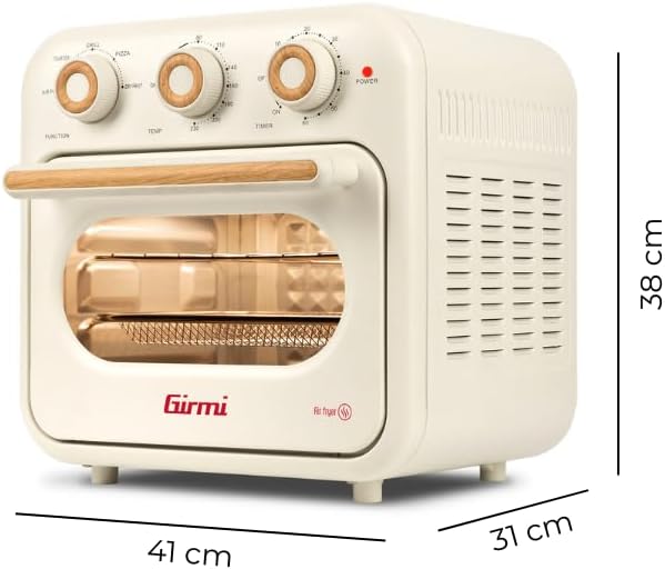 Girmi FG28 Ecofrit 14 L Heißluftfritteuse & Multifunktionsofen, 1300 W, 14 Liter, Maxi-Lüfter, bis zu 230 °C, 5 Programme, Innenbeleuchtung, Rezeptbuch inklusive – Bild 2