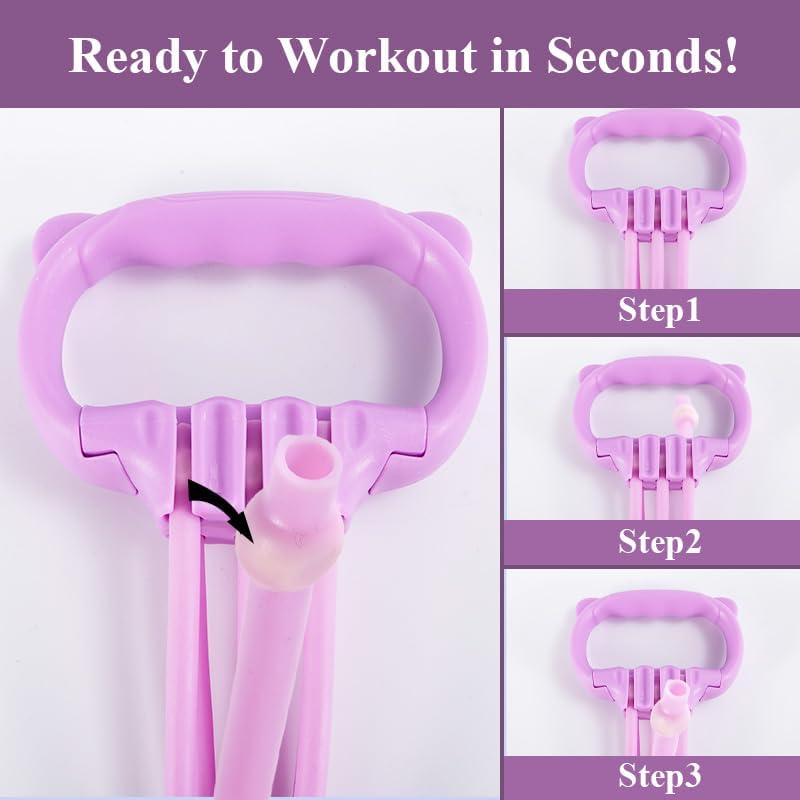 Widerstandsbänder mit ergonomischen Griffen, 58 x 11 x 3 cm, TPE-Fitnessband-Set, verstellbare elastische Bänder für Krafttraining, Muskelaufbau, Yoga und Heim-Fitnessstudio – Bild 5