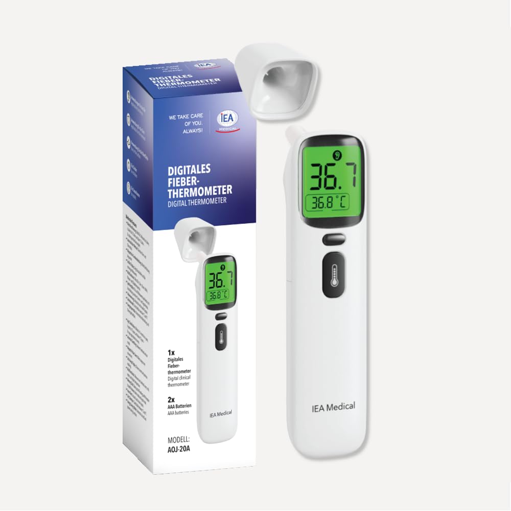 IEA Medical Digitales Infrarot-Fieberthermometer für Babys, Kinder & Erwachsene, Thermometer zur Fiebermessung mit Fieberalarm, Stirnthermometer berührungslos, Fiebermessgerät – Bild 8