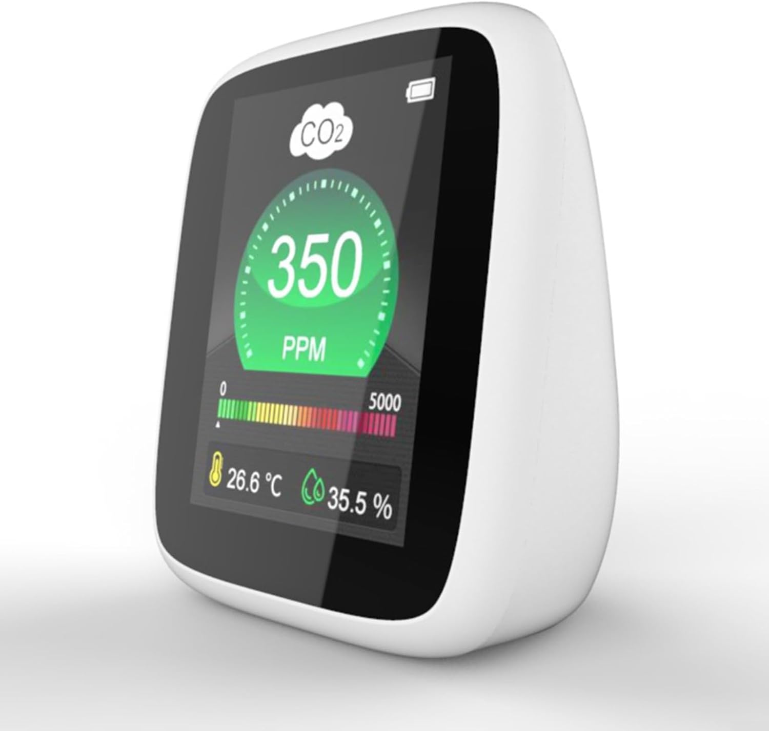 Tragbarer 3-in-1-CO2-Detektor mit NDIR-Sensor, Echtzeit-Luftqualitätsüberwachung für Temperatur/Luftfeuchtigkeit (70 x 80 x 35 mm, einstellbarer Alarm, USB-betrieben) für Zuhause/Reisen/Auto – Bild 4