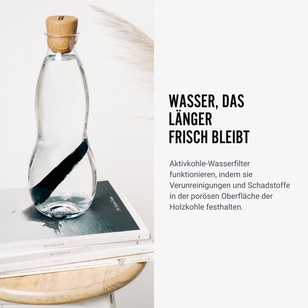 Black+Blum Kohle-Wasserfilterstäbchen | Aktivkohlefilter-Hydratation nach alter japanischer Tradition, 4 Stück, Haltbarkeit je 6 Monate, Holzschwarz – Bild 4