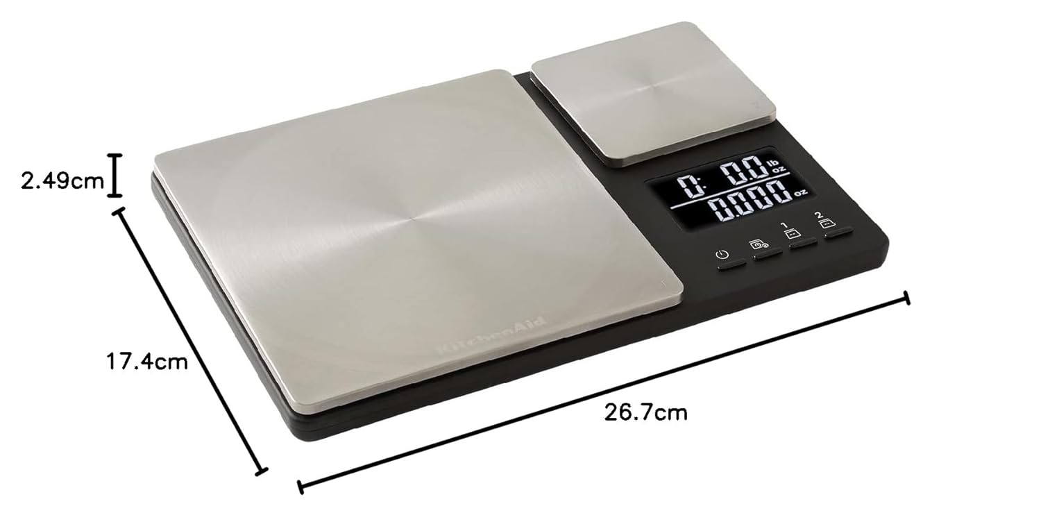 Digitale Lebensmittelwaage von KitchenAid mit zwei Plattformen, wiegt zwischen 5000 g und 500 g, schwarz, Einheitsgröße – Bild 14