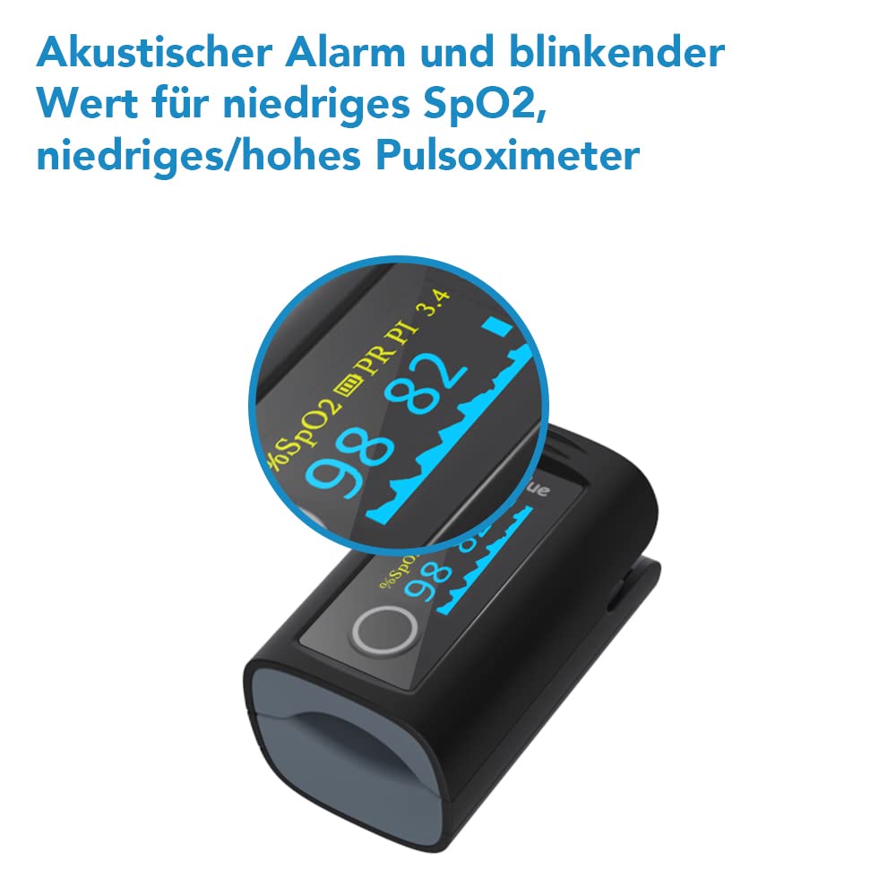 ViATOM Pulsoximeter, Sauerstoffsättigung, Sauerstoff-Fingermonitor für Erwachsene, Sp-O2-Blutsauerstoffspiegel und Herzfrequenzmonitor mit Batterien und Trageband – Bild 2