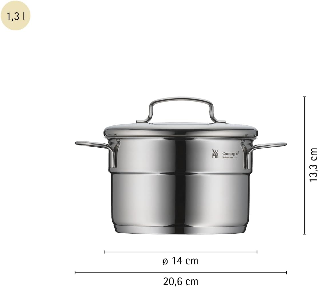 WMF Mini Vorteils Topfset klein Induktion, 5-teilig, Kochtopfset mit Metalldeckel, Cromargan Edelstahl, stapelbares Topfset, ideal für kleine Portionen – Bild 6