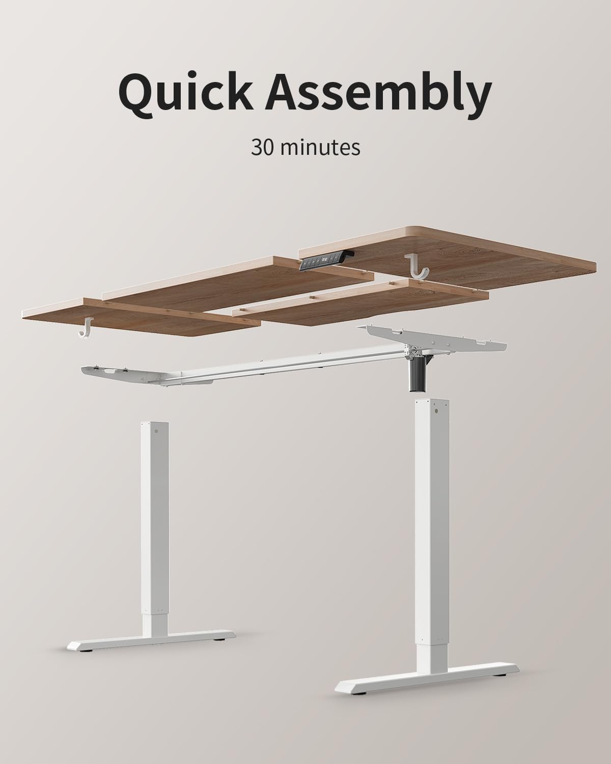 FEZIBO Höhenverstellbarer Schreibtisch mit USB-A- und USB-C-Ladeanschlüssen, 160 x 80 cm Schreibtisch, höhenverstellbar, elektrisch, ergonomischer Stehsitztisch für Home Office, Stehpult, Eiche – Bild 8
