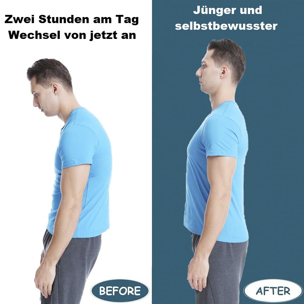 Rückenglätter, bequemer und verstellbarer Rückenstützgürtel, Haltungskorrektur für den Rücken für Männer und Frauen, öffnen Sie Ihre Schultern (Schwarz 01, L) – Bild 4