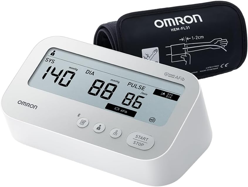 OMRON X4 Connect AFib Automatisches Blutdruckmessgerät mit App und Bluetooth, Oberarm-Blutdruckmessgerät mit Erkennung von Vorhofflimmern (AFib), klinisch validiert, Diabetiker und Schwangere, 22–42 cm