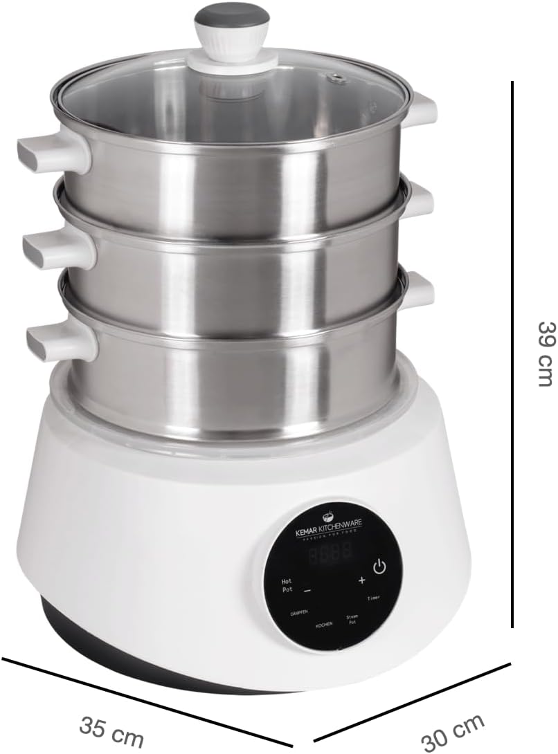 KFS-3000 Dampfgarer, Hot Pot, Fondue mit Touch-Display, 3 Dampfkörbe aus Edelstahl, 4 Programme, Timer, Dampfgarer (KFS-3000 Standardversion) – Bild 5