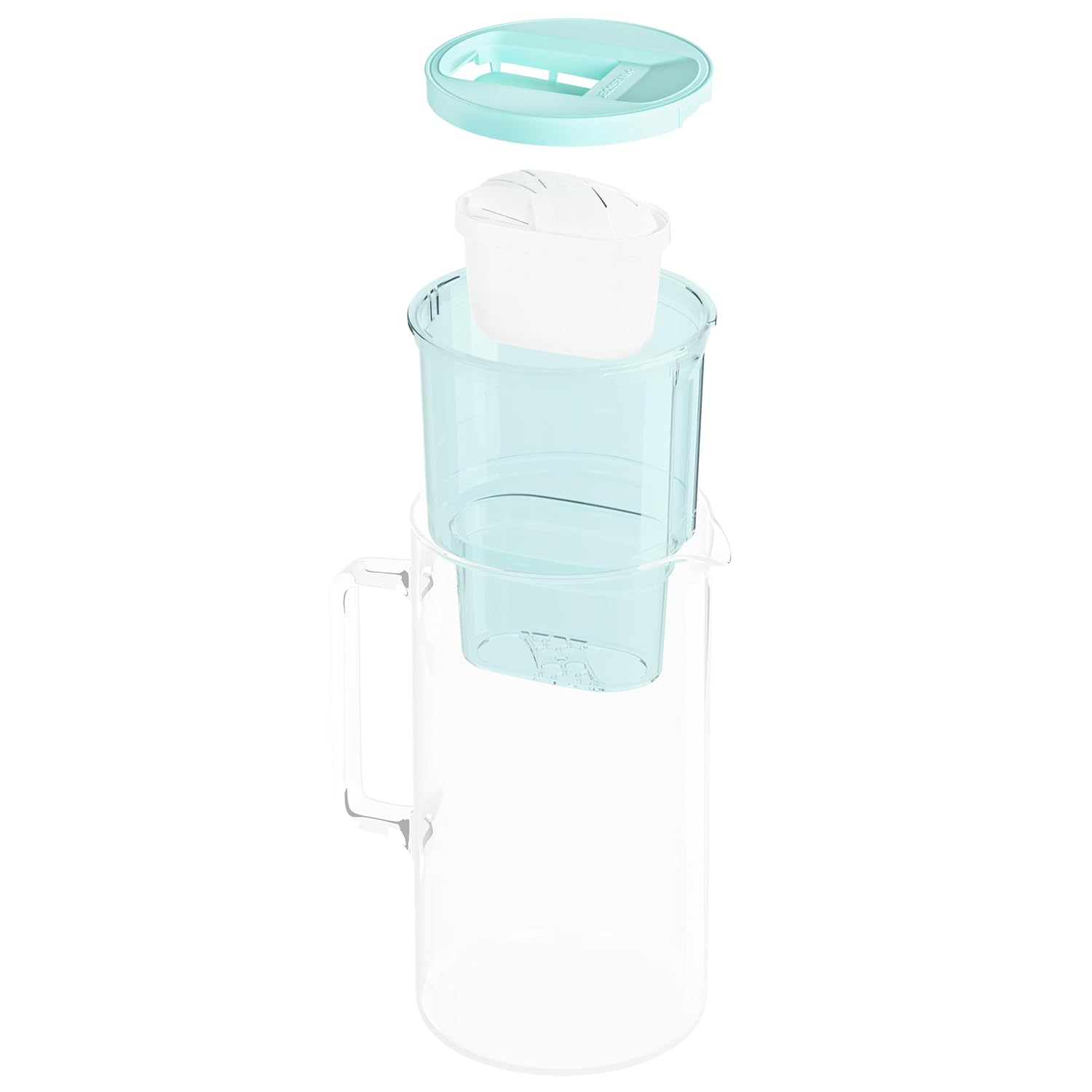 Wessper Wasserfilterkanne aus Glas, 3 l, kompatibel mit Brita Maxtra, inklusive 1 Wasserfilterkartusche, reduziert Kalk und Chlor, Mint – Bild 4