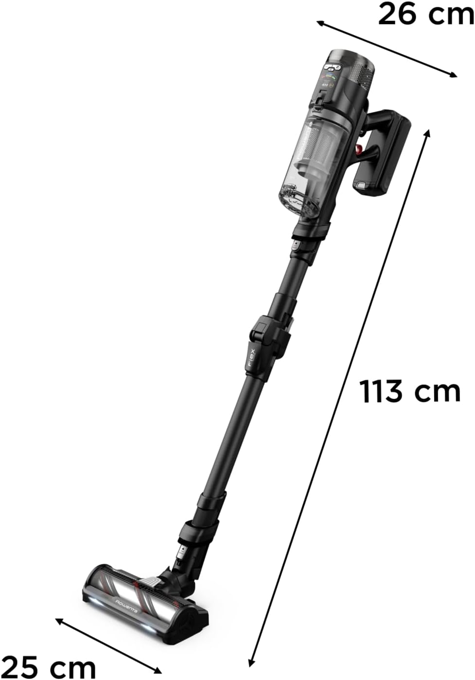 Rowenta X-Force Flex 12.60 Neo Akku-Staubsauger, nur 1,6 kg als Handstaubsauger, 150 Luftwatt, 60 Minuten Laufzeit, Flexrohr, digitale Kontrollanzeige, LED-Beleuchtung, schwarz, RH9L55E0 – Bild 8