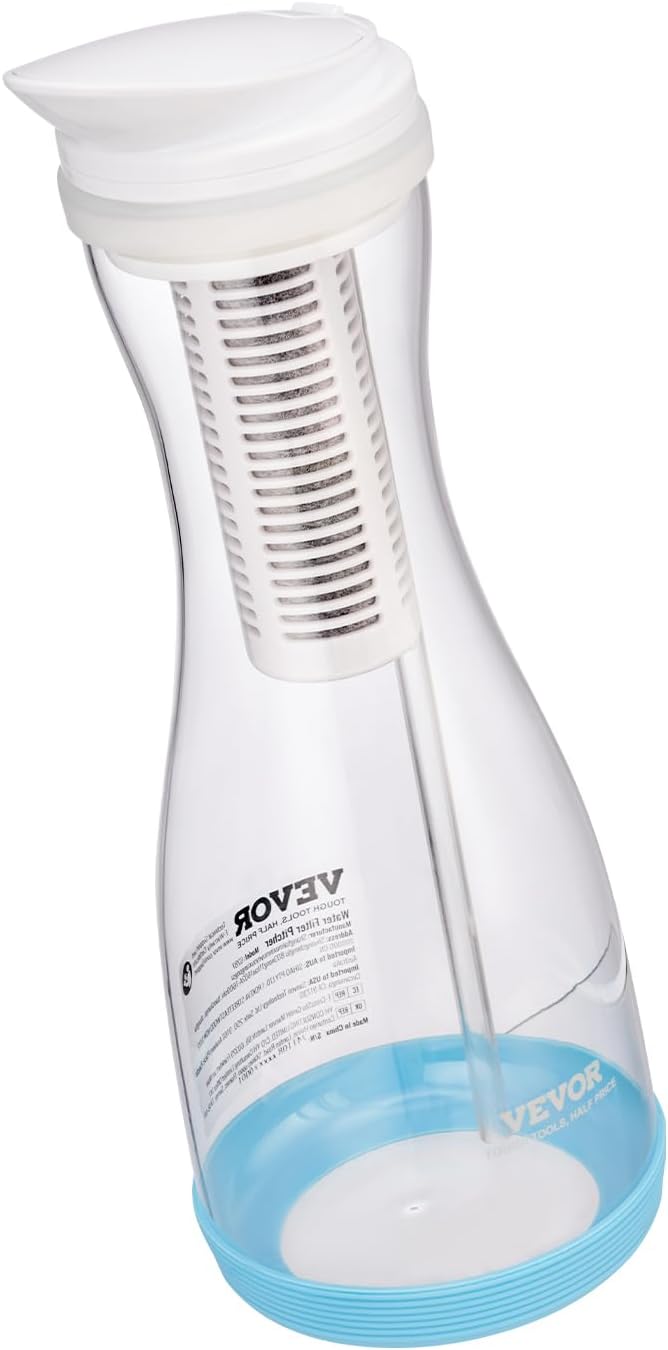 VEVOR Wasserfilterkanne, Wasserfilterkanne, 6 Tassen, Glas, Wasserfilterspender, kühlschrankfreundliches Wasserfiltersystem, kein BPA, hält 3 Monate / 800 l, reduziert Chlor- und Rostgerüche, PFOA/PFOS – Bild 11