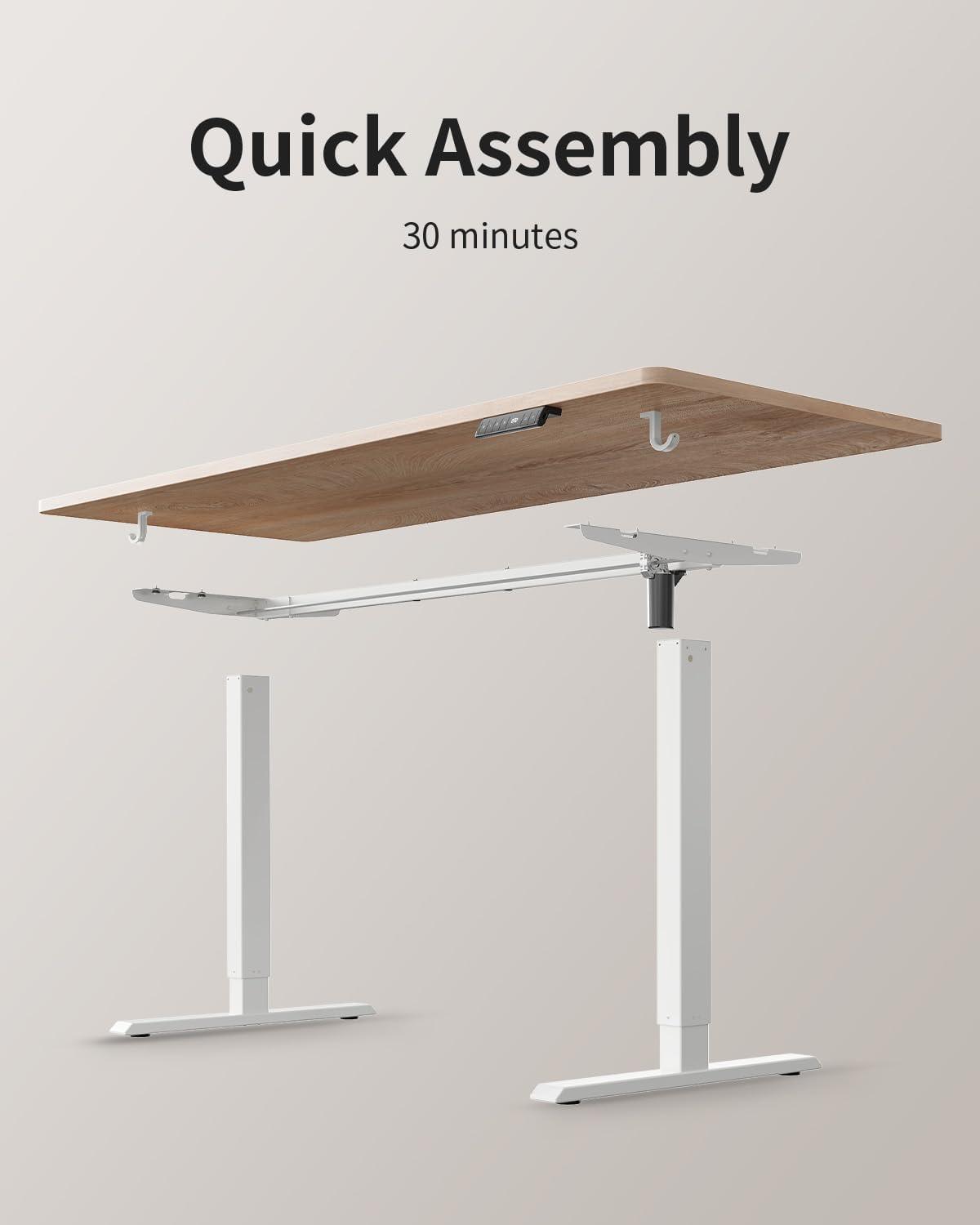 FEZIBO Höhenverstellbarer Schreibtisch, einteilige Tischplatte, 120 x 60 cm, Schreibtisch höhenverstellbar mit USB-A- und USB-C-Ladeanschlüssen, Stehsitztisch für Home Office, Stehpult, Eiche – Bild 8