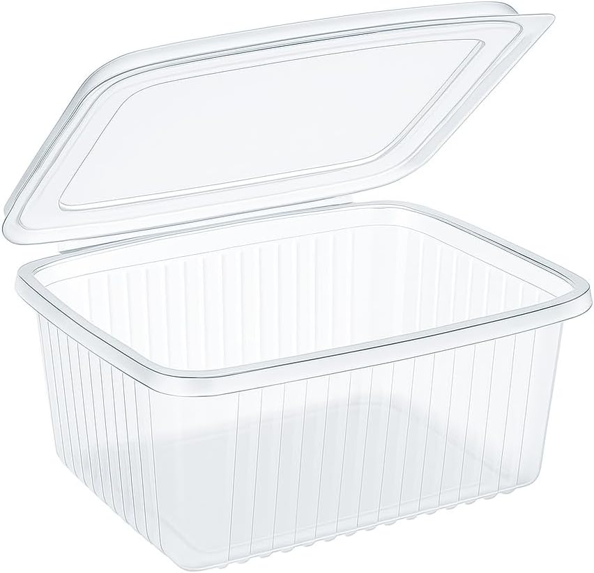 Commerline 500 Stück 500 ml quadratische Faltschüsseln, wiederverwendbare PP-Kunststoffbehälter, Salatschüsseln mit Deckel, transparente Feinkost- und Lebensmittelbehälter für die Gastronomie