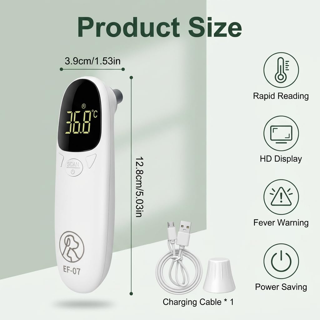 Ohrthermometer Hund und Katze, Digitales Fieberthermometer für Haustiere mit LED-Anzeige, Schnelle Fiebererkennung in Sekunden, Tragbares Thermometer Ohr für Welpen, Kühe und Schafe – Bild 2