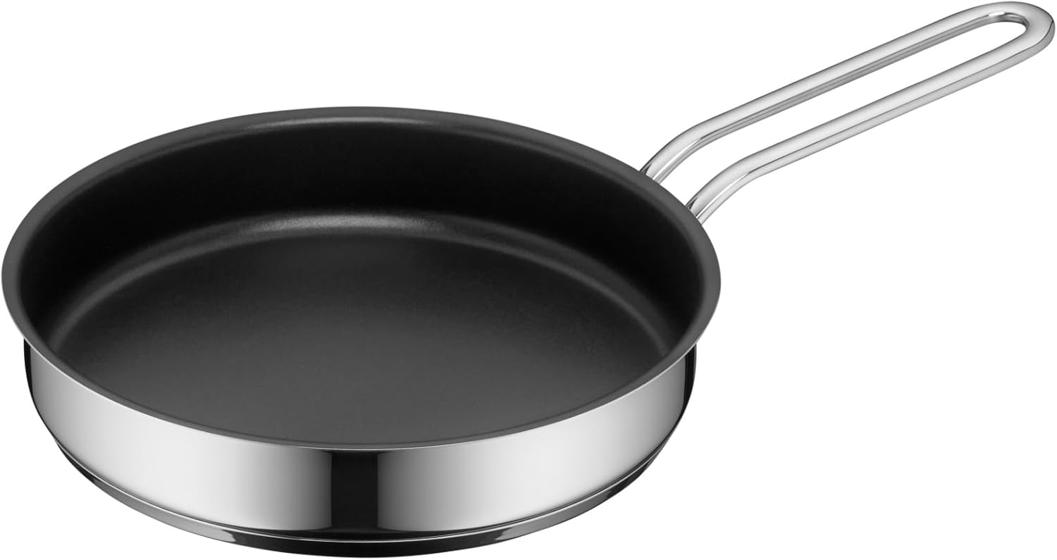 WMF Mini-Bratpfanne beschichtet klein 18 cm, Cromargan Edelstahl poliert, Induktion, stapelbar, ideal für kleine Portionen oder Single-Haushalte