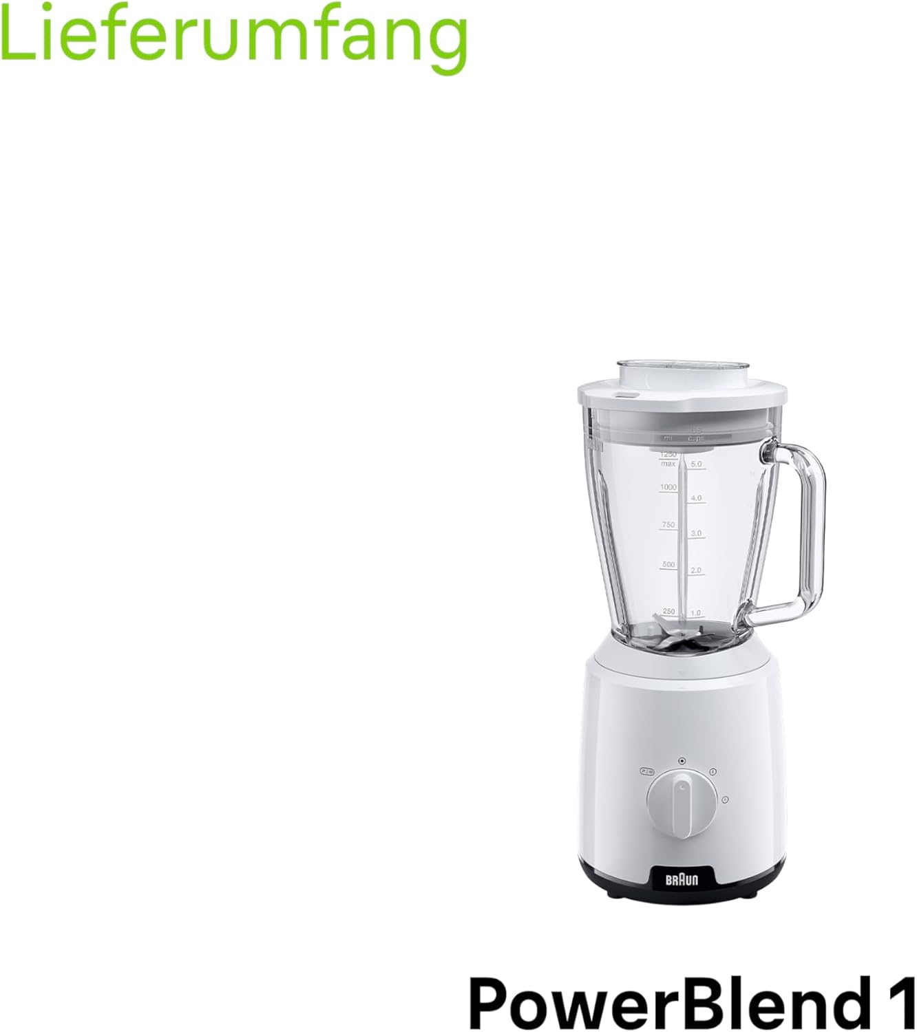 Braun PowerBlender 1 Stabmixer mit dreieckigem Glaskrug, 2 Geschwindigkeiten, Eis-Crush-Funktion, JB1050WH, 600 W, Weiß – Bild 7
