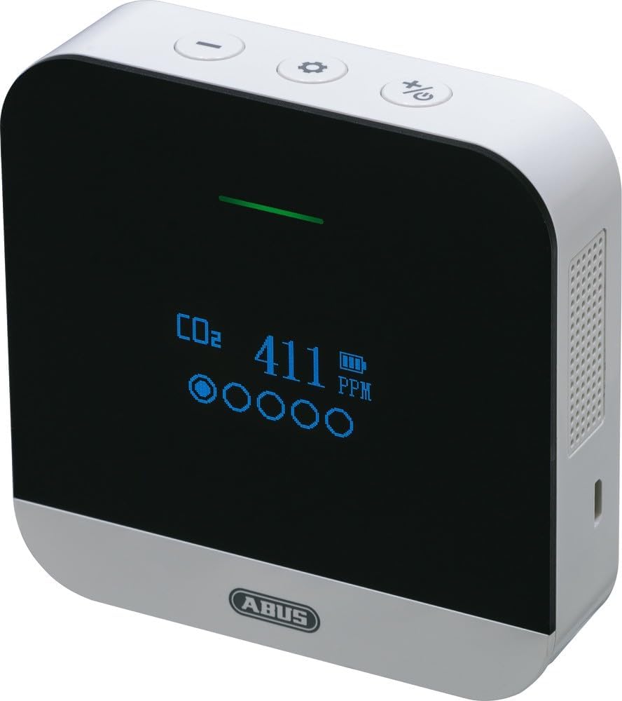 ABUS CO2-Melder – CO2WM110 AirSecure – Messgerät für Luftqualität, Luftfeuchtigkeit und Temperatur im Raum – mit Alarm und CO2-Ampel – 10-Jahres-Sensor – Bild 4
