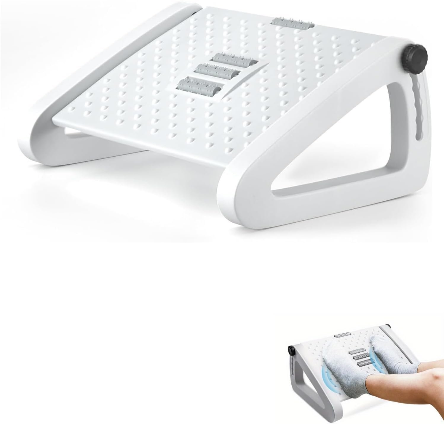 Fußstütze unter dem Schreibtisch, ergonomischer Fußhocker für das Büro, rutschfeste, verstellbare Fußstütze mit Massagefunktion, verbessert die Körperhaltung und Durchblutung, ideal für Arbeit und Zuhause