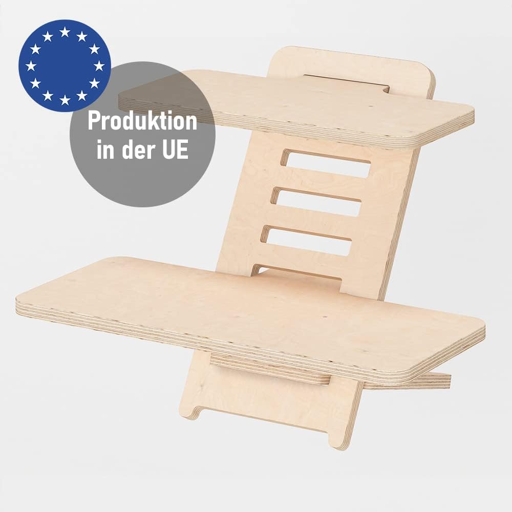Stehpultaufsatz, Stehpulte, Holz, Laptopständer, Ständer, Stehtisch, Rednerpult, Schreibtischaufsatz, höhenverstellbar, Made in EU (Natur) – Bild 6