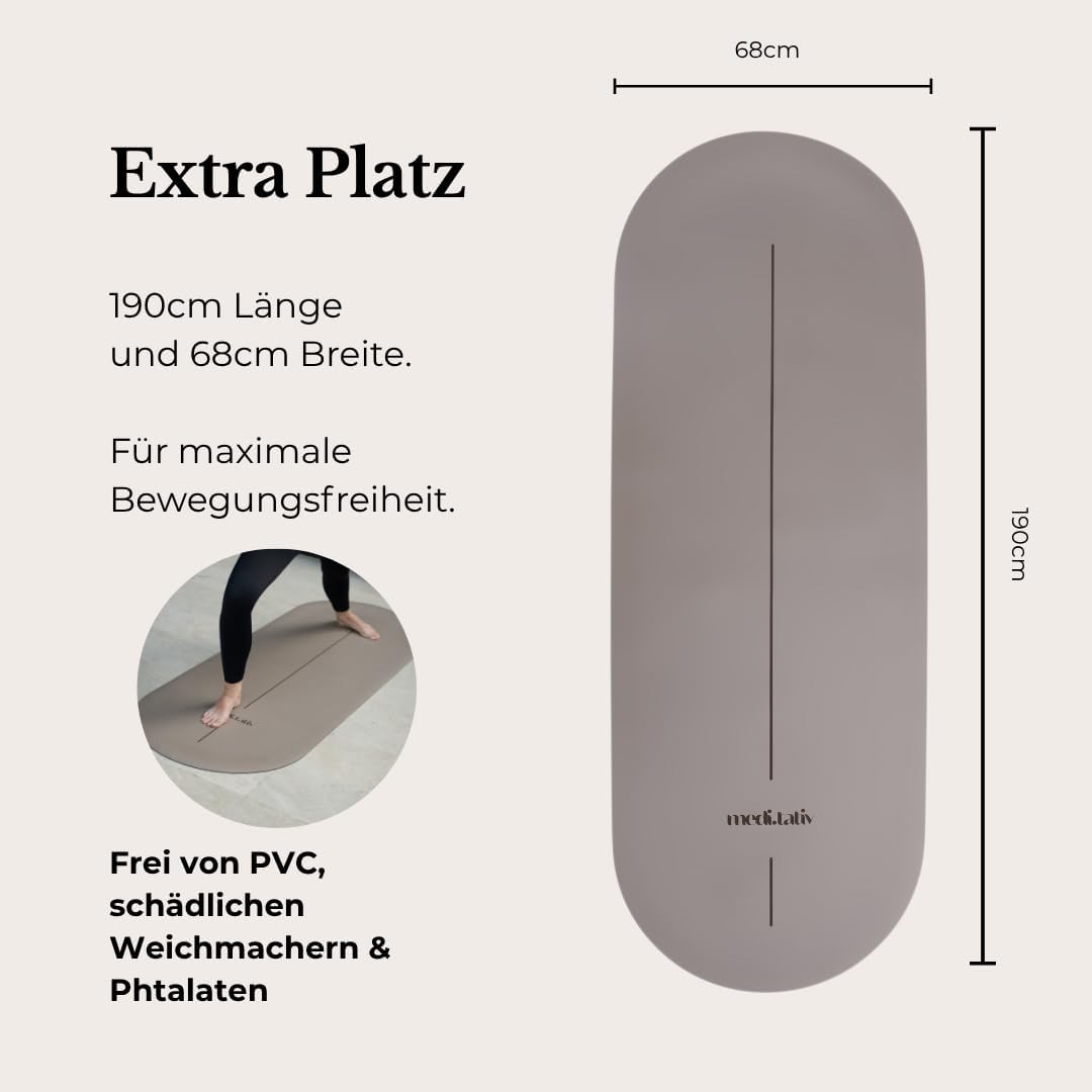 Ovale Yogamatte & Pilatesmatte in Kapselform, 190 x 68 x 0,42 cm, gelenkschonend, rutschfest & biologisch abbaubar, inklusive Tragegurt, TÜV geprüft & REACH zertifiziert – Bild 5