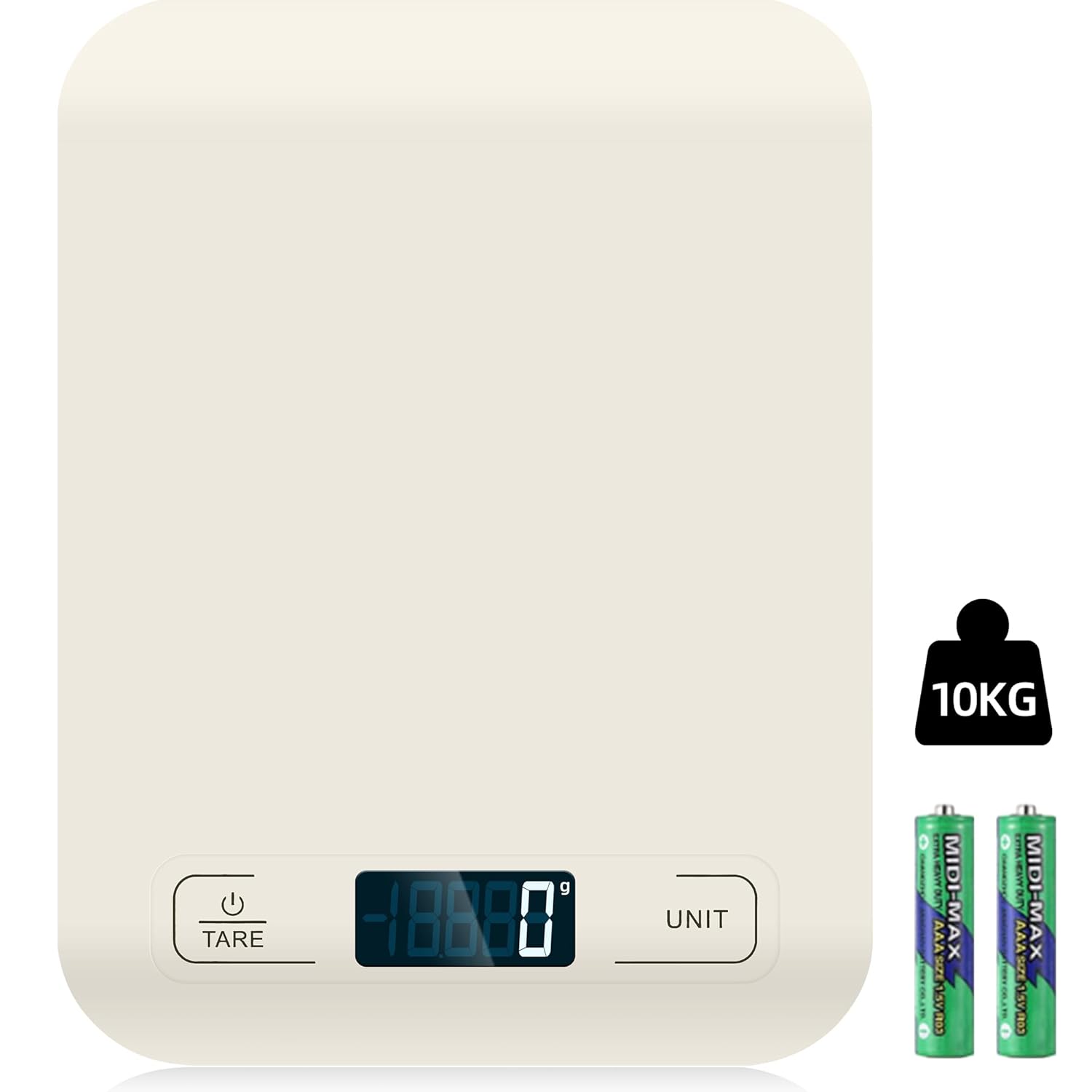 Küchenwaage Digital mit LCD-Display und Tara-Funktion, Präzise 1g Messung zum Backen und Kochen, Weiß