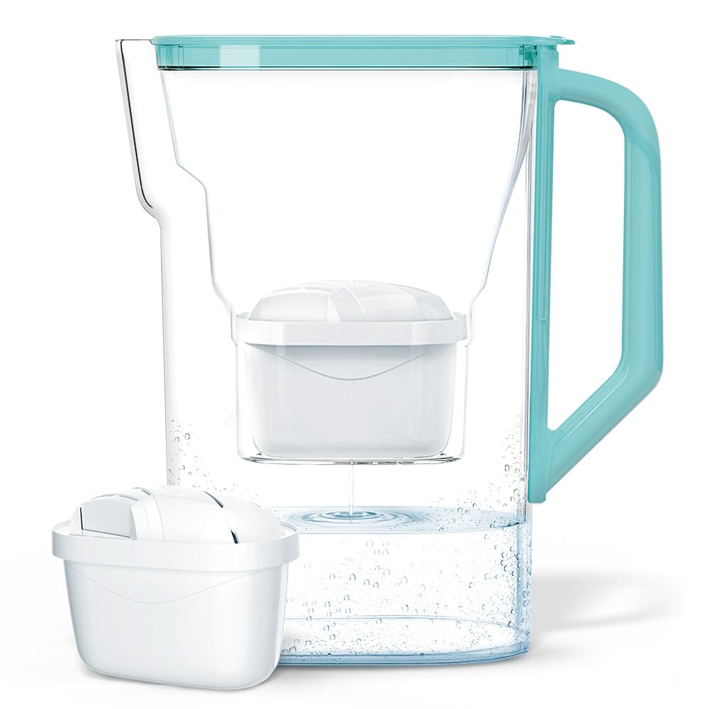 Wessper Wasserfilterkanne 2,7 l – kompatibel mit Brita Maxtra Filterkartusche – inklusive 1 Filterkartusche – reduziert Kalkablagerungen – ideal für Kühlschranktür – Mint