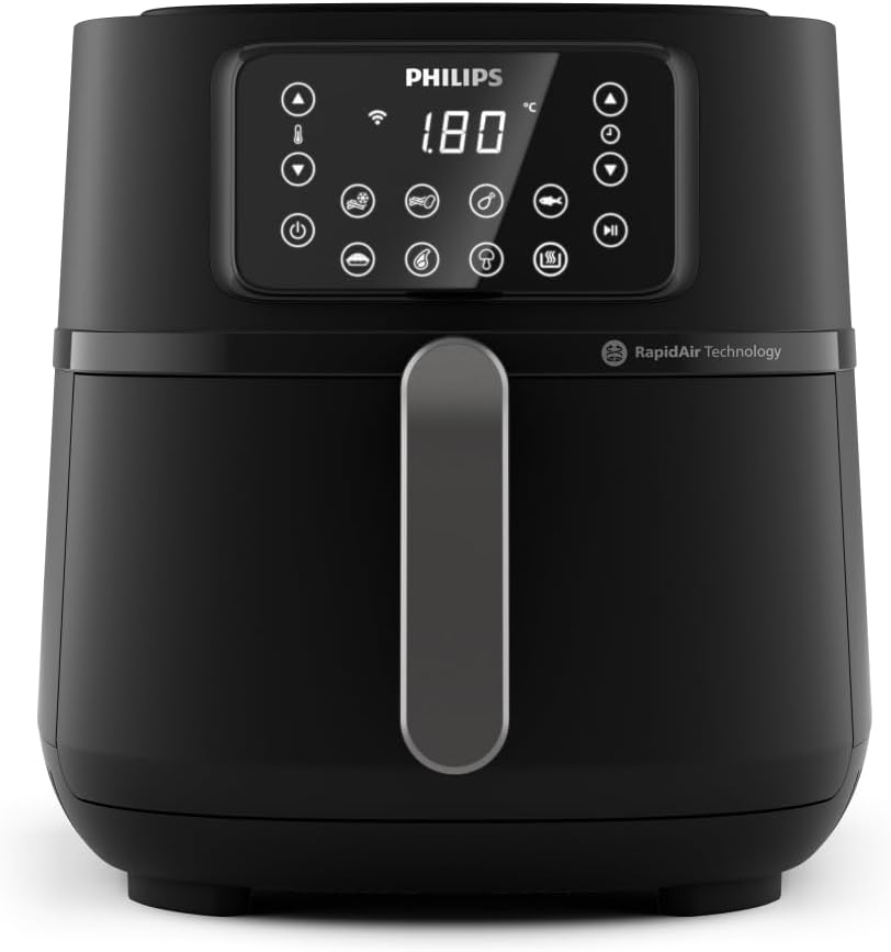 Philips 5000 Series Heißluftfritteuse XXL, 7,2 l (1,4 kg), 16-in-1, WLAN-Verbindung, 90 % weniger Fett mit Rapid Air-Technologie, Rezepte-App (HD9285/90)