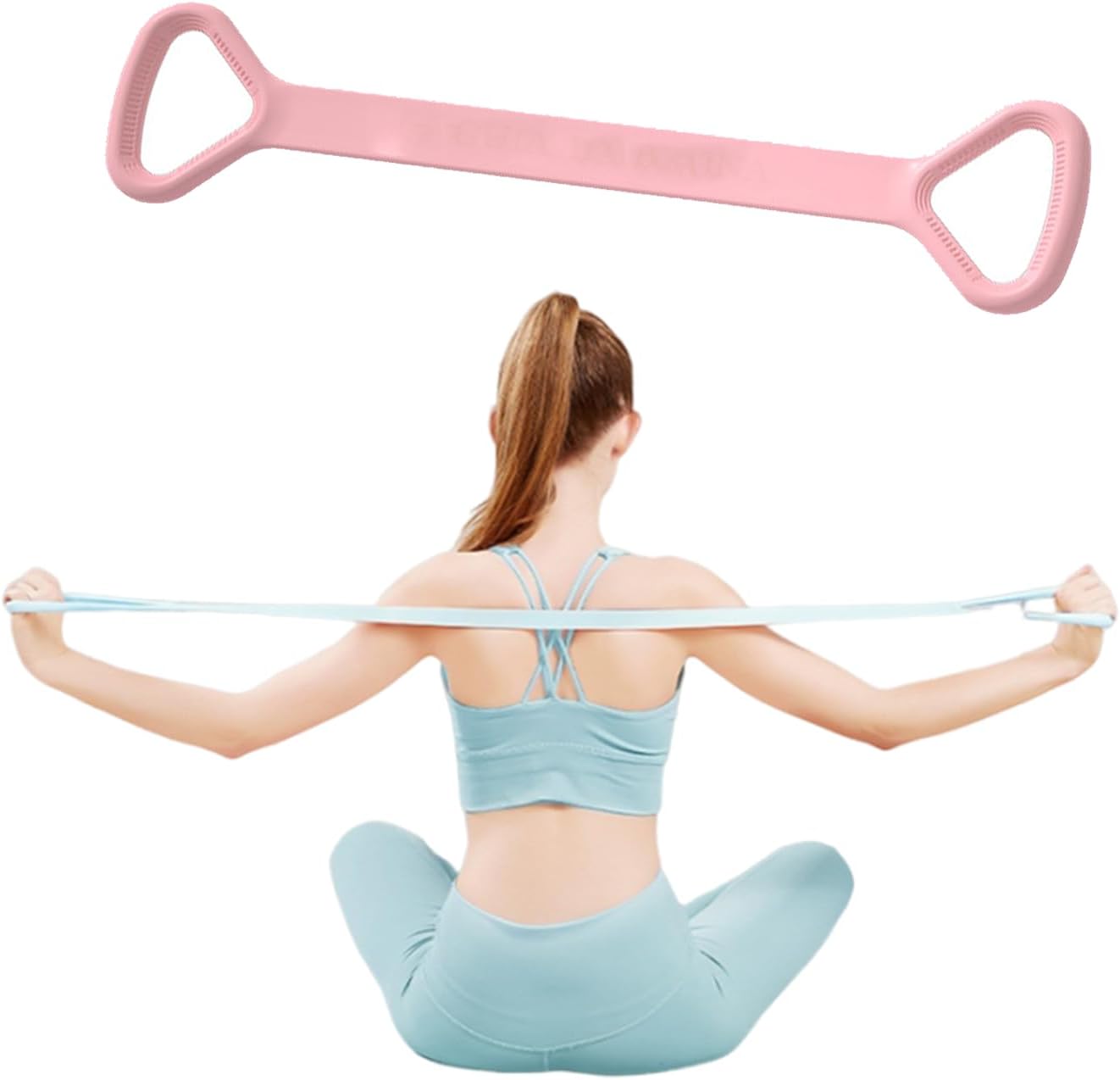 Widerstandsband für Arm-Rücken-Schulter-Übungen, elastisches Seil, Stretch-Fitnessband, Fuß-Bein-Handstrecker, Armtrainer für Yoga, Pilates, Stretching, Physiotherapie, Heim-Fitnessstudio (Rosa)
