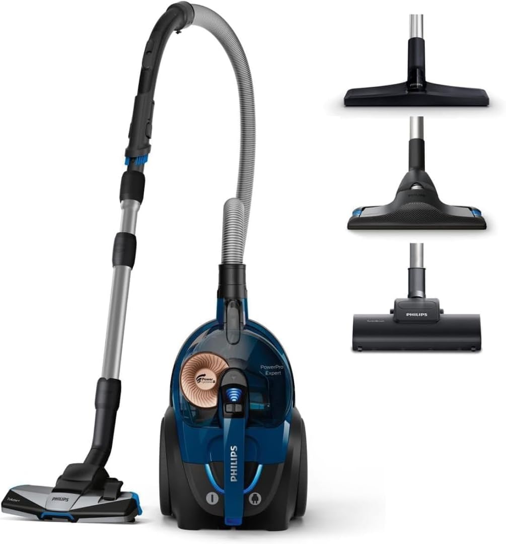Philips PowerPro Compact Beutelloser Staubsauger, Blau/Schwarz