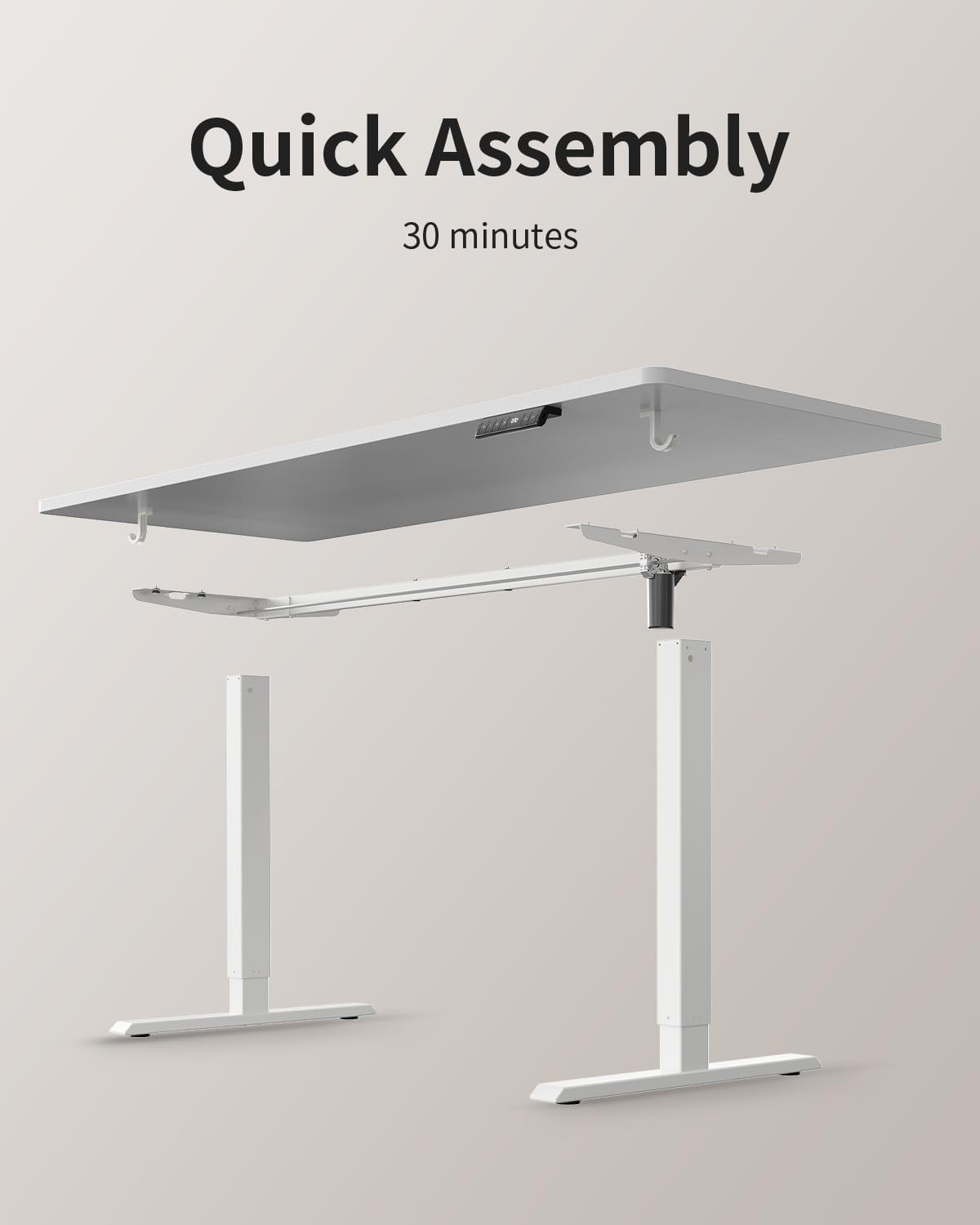 FEZIBO Höhenverstellbarer Schreibtisch, einteilige Tischplatte, 120 x 60 cm, höhenverstellbar mit USB-A- und USB-C-Ladeanschlüssen, Stehsitztisch für Home Office, Stehschreibtisch, Weiß – Bild 8