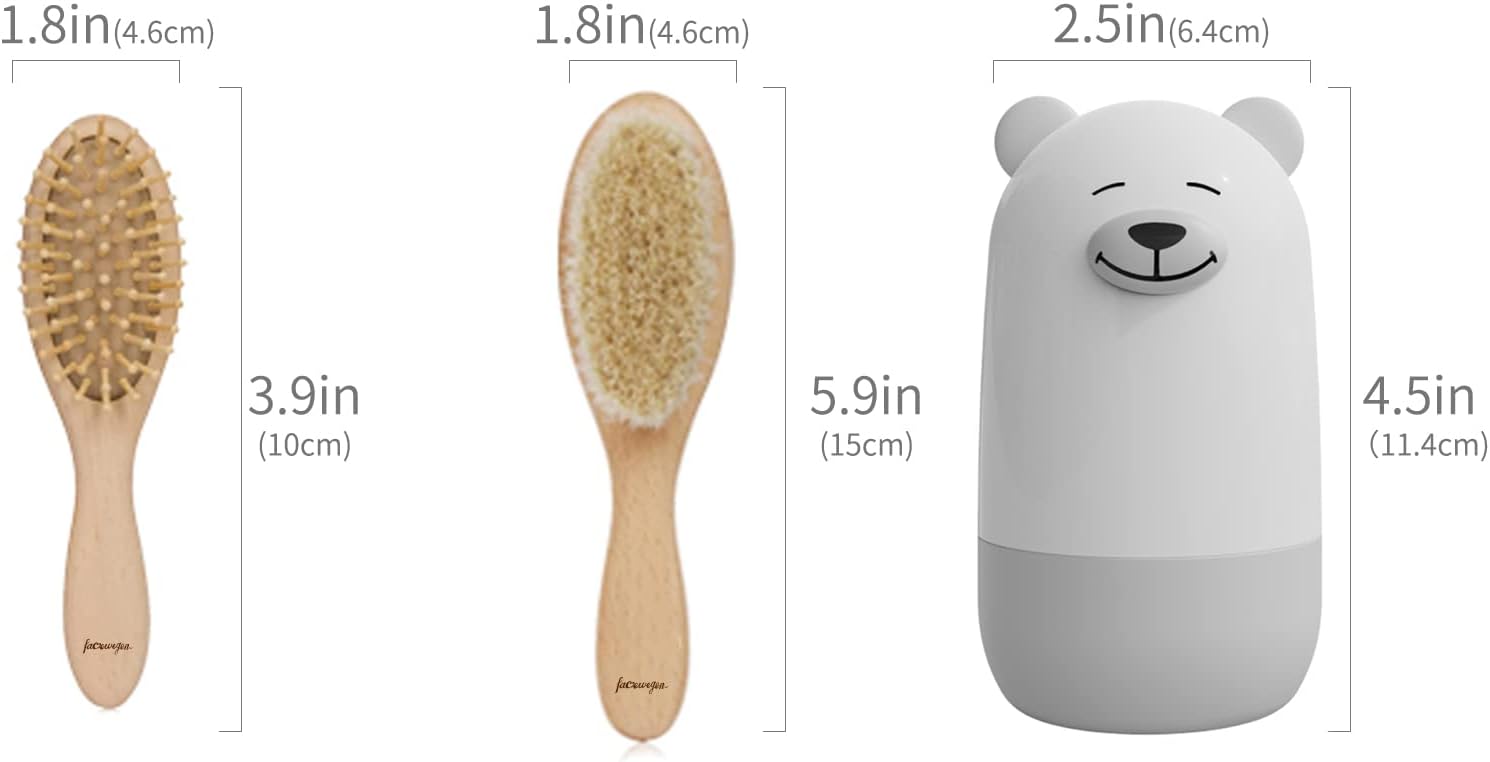 Baby 6-in-1-Pflegeset, Haarbürste und Kamm aus Naturholz, Nagelschere, Nagelfeile und Pinzette für Kinder und Neugeborene in süßer Geschenkverpackung – Bild 5