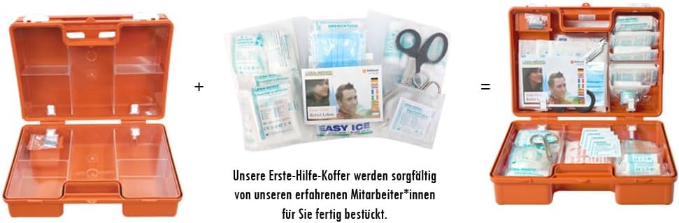Erste-Hilfe-Koffer M4+ Gastro für Unternehmen gemäß aktueller DIN/EN 13157 inklusive Augenspülung + Markengel + detektierbare Pflaster + Hydrogel-Verbände + Sprühpflaster + Hygieneausrüstung – Bild 5