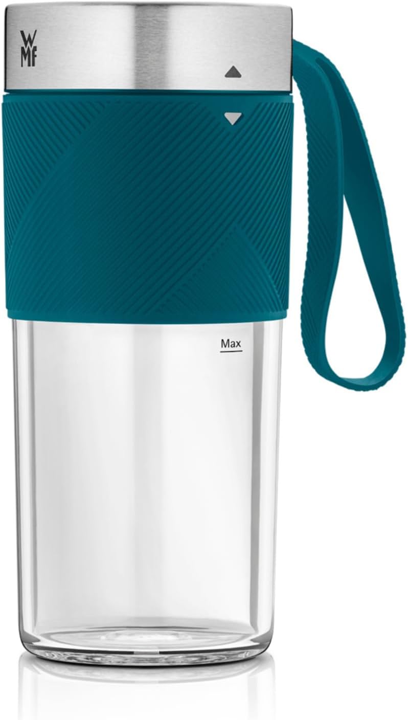 WMF Küchenminis Mix on the Go 300 ml, Mini-Mixer to Go, USB-Mixer Smoothie Maker, wiederaufladbarer persönlicher Mixer, tragbarer Mixer für Smoothies, Shakes, Petrolblau