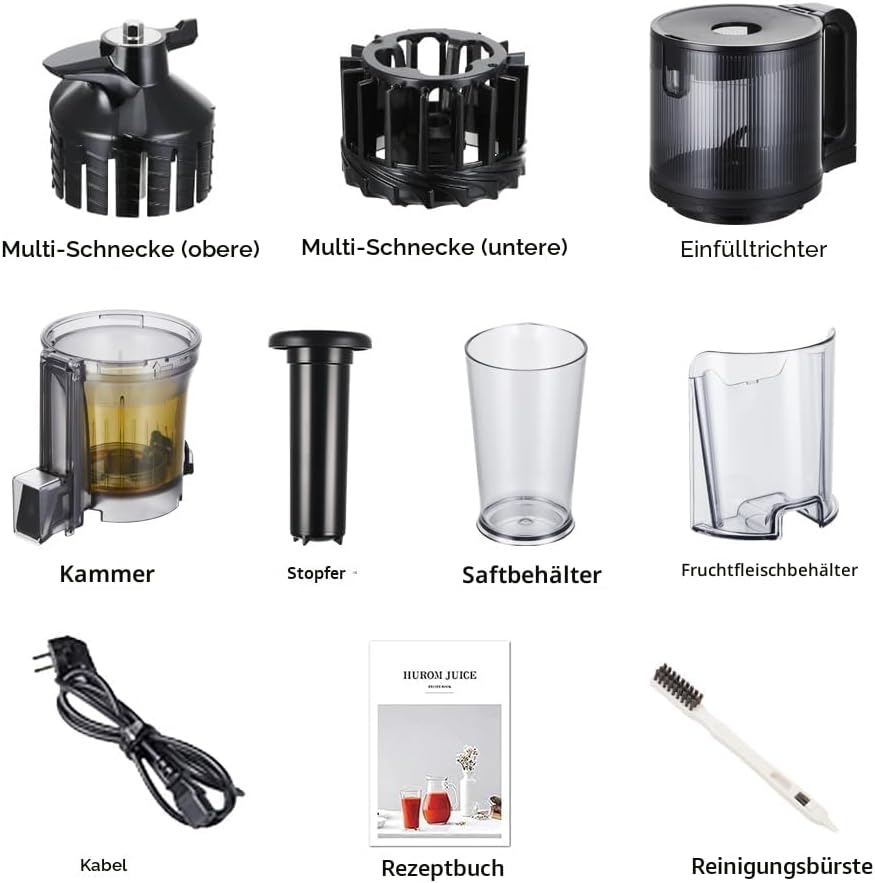 HUROM | H400 | Entsafter für Obst und Gemüse | Hurom Easy Clean H400 | Schneidschüssel | 150 Watt | BPA-frei | Grau – Bild 9