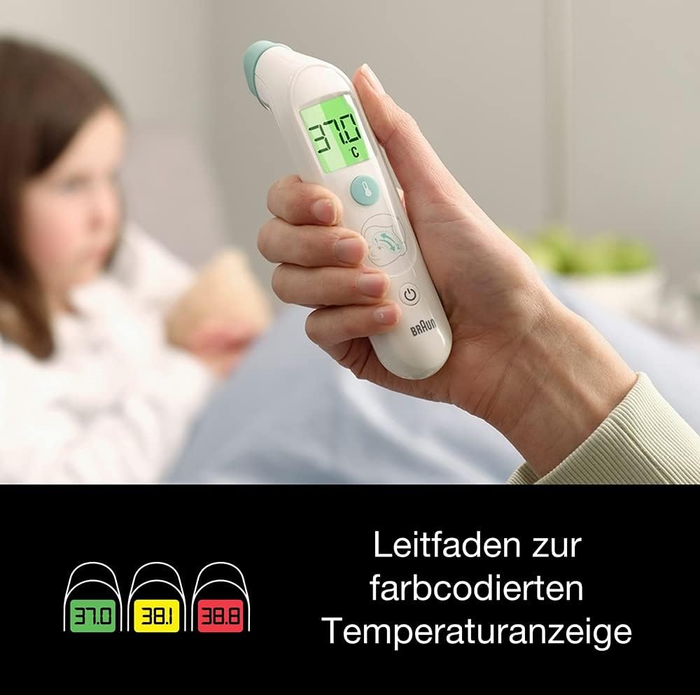 Braun Sensian Swipe 5 Schläfenthermometer, TempleSwipe-Technologie, farbcodierte Digitalanzeige, geeignet für Babys und Kinder, 3-Sekunden-Ergebnisse, die Marke Nr. 1 bei Ärzten (1), BST200 – Bild 5