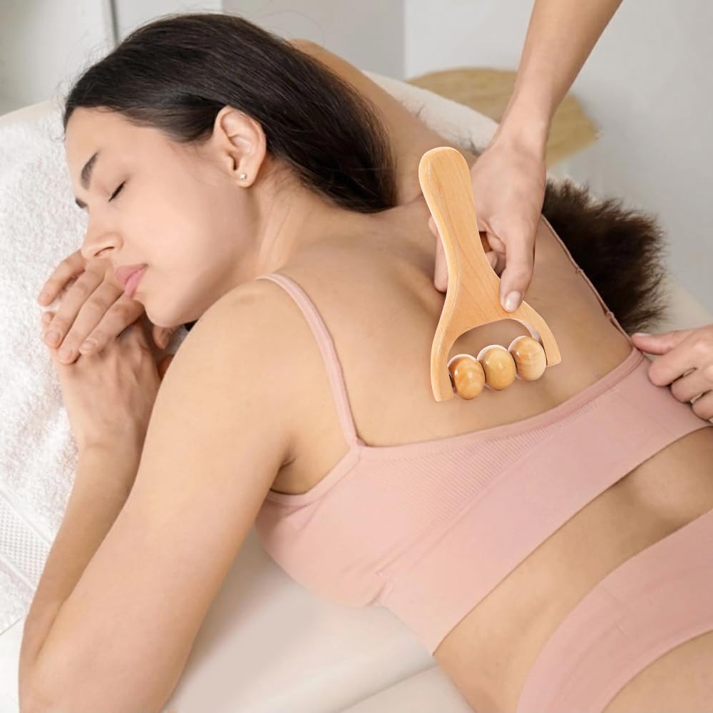 2 Stück Faszienstäbe aus Holz, Rückenmassageroller mit Griff, Massageroller, Massagewerkzeug aus Holz, Massagestäbe für Rücken, Beine, Nacken, Körper, Muskelentspannung – Bild 6