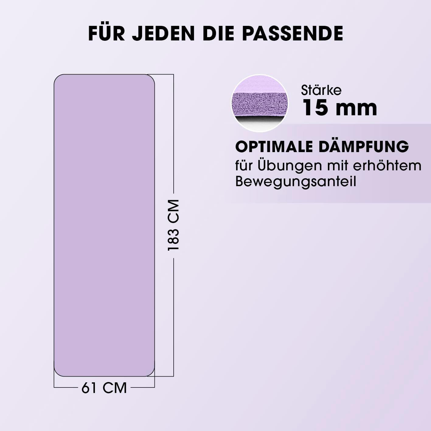 #DoYourFitness Yogamatte rutschfest. Für Anfänger und Fortgeschrittene. Dicke von 0,8 cm bis 2 cm. Gelenkschonende Gymnastikmatte. 183 cm x 61 cm oder XXL 190 cm x 100 cm (geeignet für drinnen/außen) – Bild 8