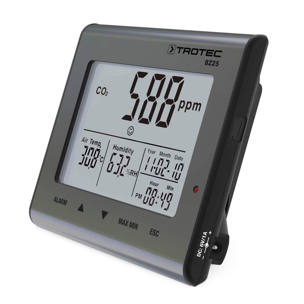 TROTEC BZ25 CO2-Luftqualitätsmonitor, ideal für Büro, Schule, Kinderzimmer, Raumluft, Raumtemperatur, Luftfeuchtigkeit – Bild 2