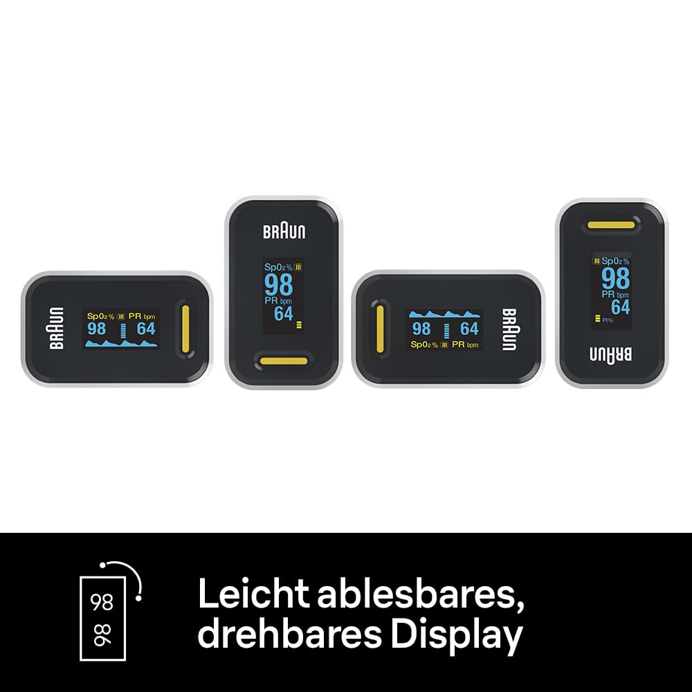 Braun Pulsoximeter 1 | Präzises Blutsauerstoffmessgerät | Einfach zu Hause zu verwenden | Für Patienten mit COPD, Lungenentzündung, Schlafapnoe | Ideal für Sportler | YK-81CEU – Bild 4