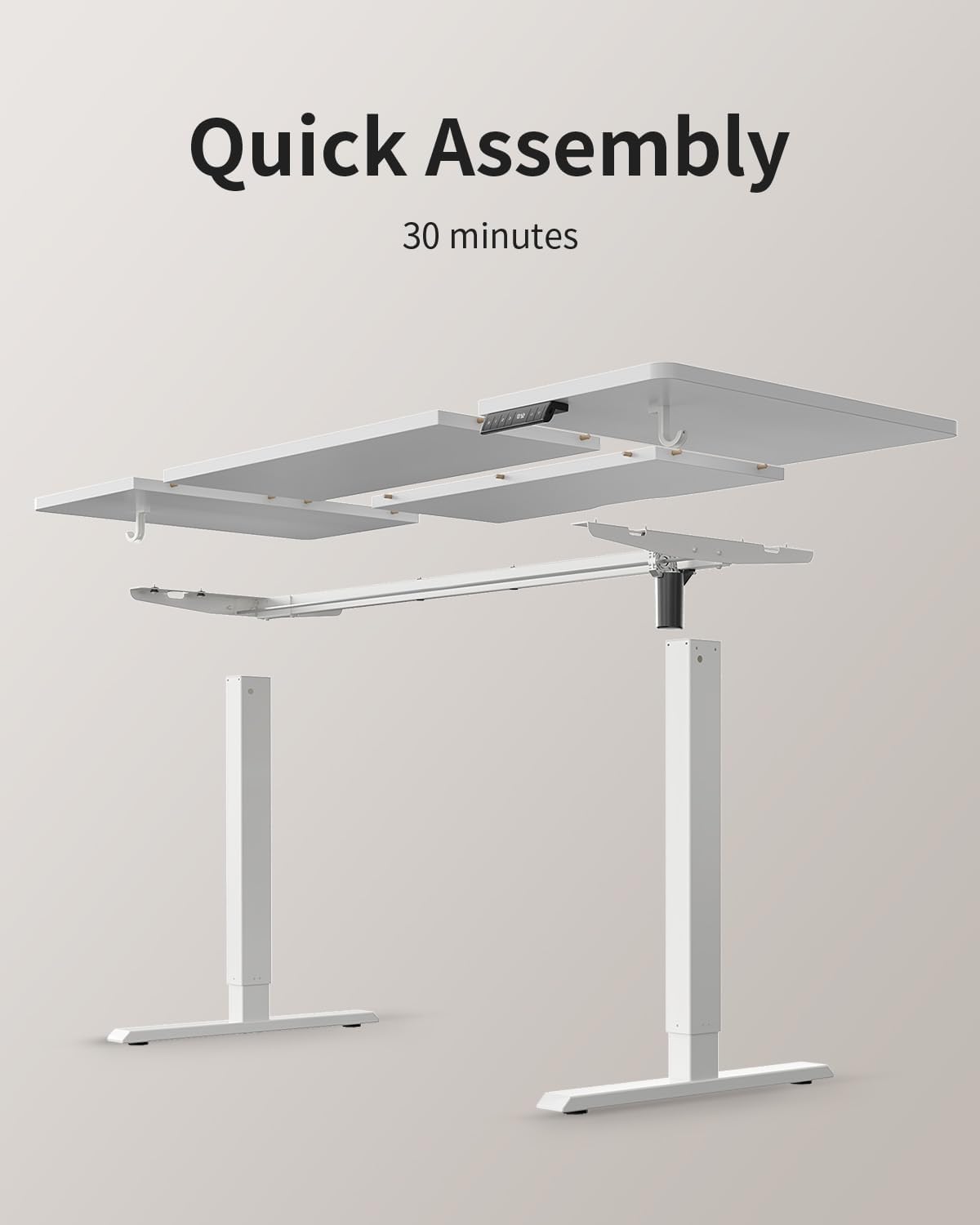 FEZIBO Höhenverstellbarer Schreibtisch mit USB-A- und USB-C-Ladeanschlüssen, 120 x 60 cm Schreibtisch, höhenverstellbar, elektrisch, ergonomischer Stehsitztisch für Home Office, Stehpult, Weiß – Bild 8