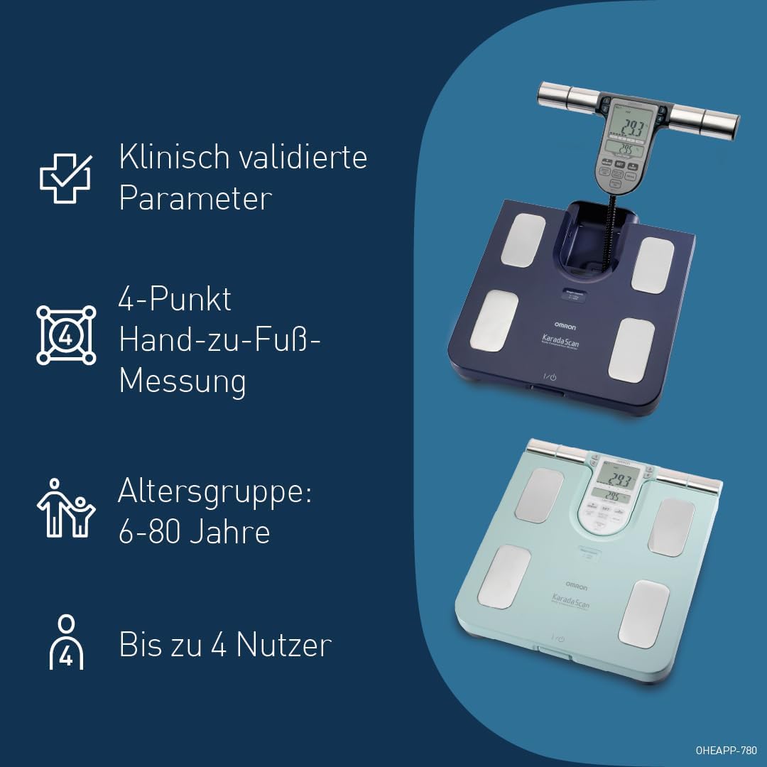 OMRON BF511 Klinisch validierter Ganzkörper-Analysemonitor mit 8 hochpräzisen Sensoren zur Hand-zu-Fuß-Messung – Türkis – Bild 5
