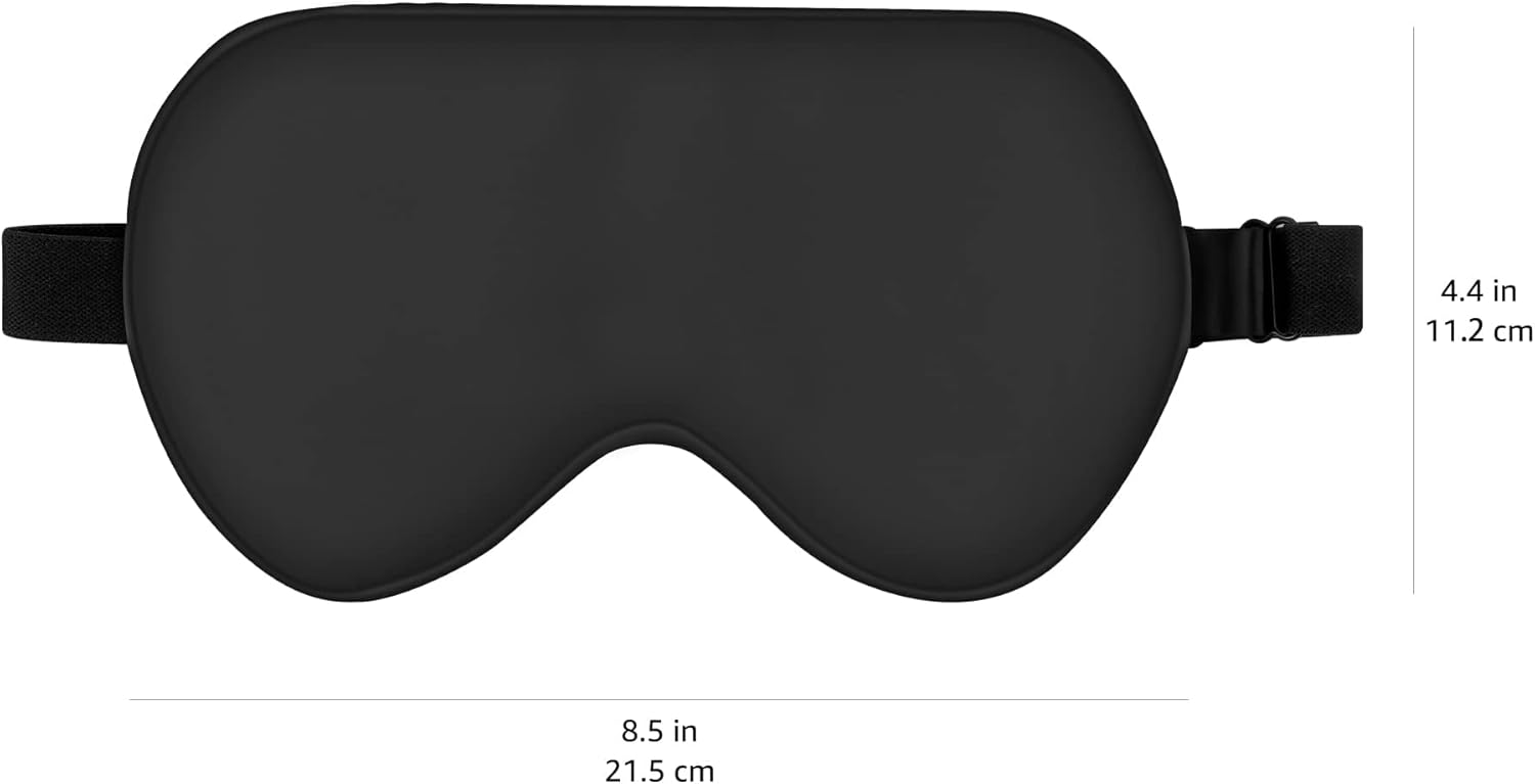 Amazon Basics – Schwarze, gebogene Schlafmaske aus natürlicher Maulbeerseide mit verstellbarem Riemen – Bild 8