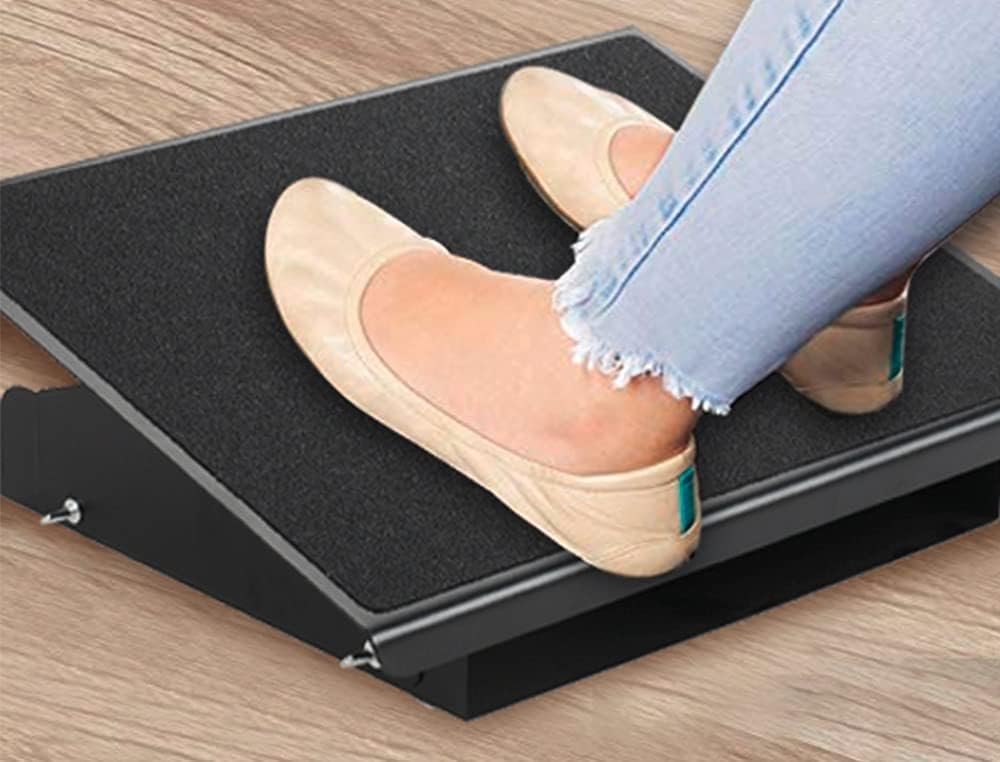 Q-CONNECT Fußstützen-Schreibtisch / höhenverstellbarer Fußhocker / ergonomische Fußstütze / Funktion, Linderung von Bein-, Knie- und Rückenschmerzen, ideal für Zuhause, Büro und Reisen – Bild 4